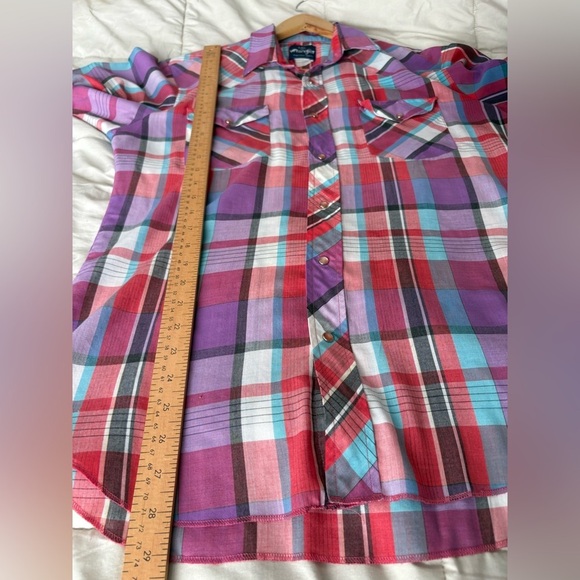 Wrangler 90s vintage shirt sleeve pearl snap medium western shirt colorful - Picture 7 of 10